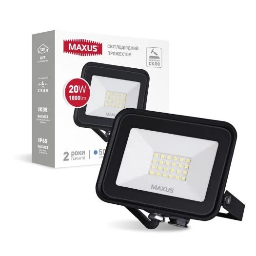 Світлодіодний прожектор MAXUS FL-04 20W 5000K (1-MFL-04-2050)